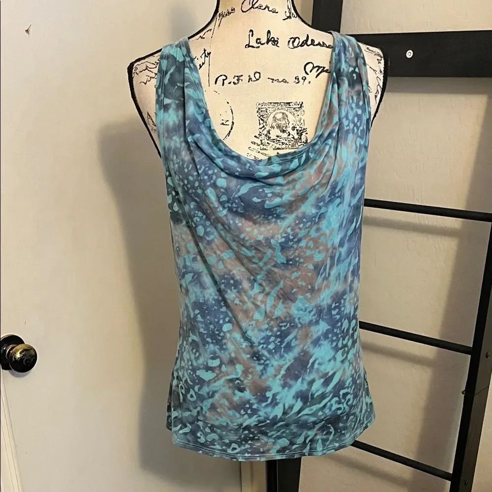 Guess Y2K Blue Patterned Design Pullover Racerback Top Bohemian